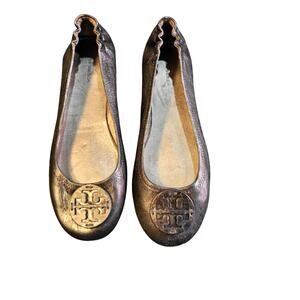 NEW Tory Burch Minnie Travel Ballet Flats black leather women size 8.5